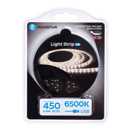 Aigostar - LED-nauha 2m LED/4,9W/5V 6500K IP65 musta