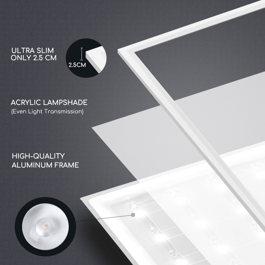 Aigostar - LED-kattopaneeli LED/40W/230V 6500K 60x60cm valkoinen