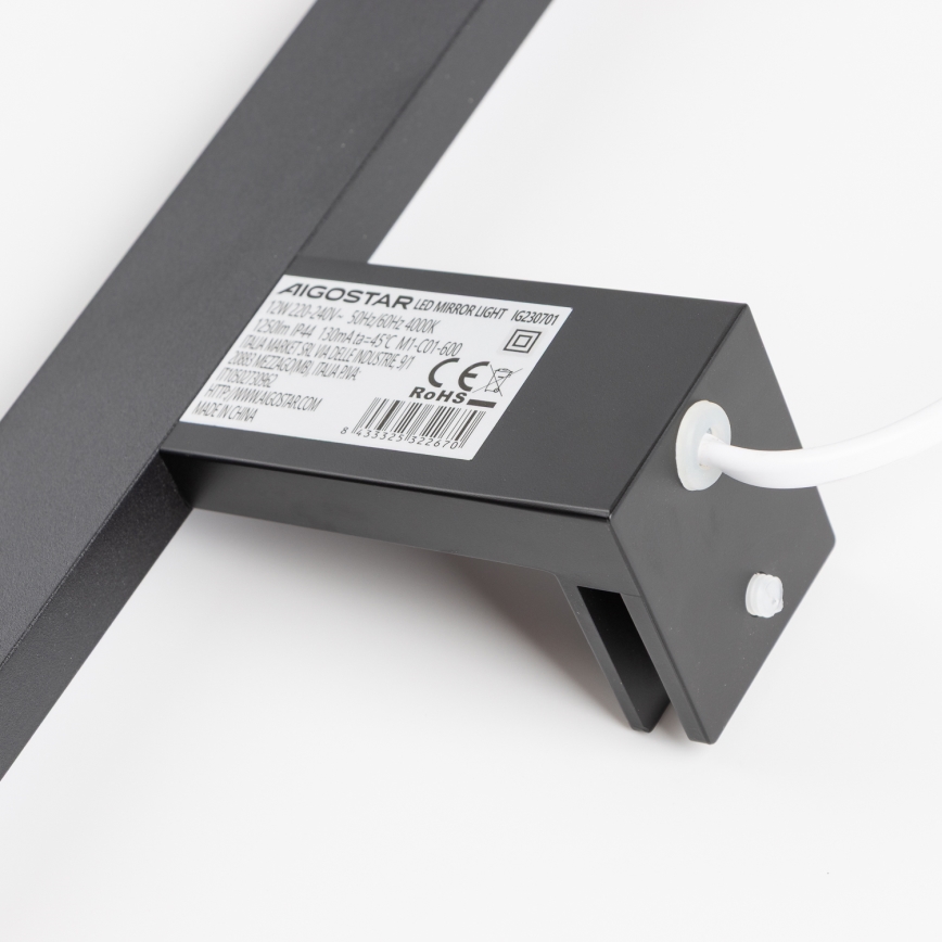 Aigostar - LED-peilivalaisin kylpyhuoneeseen LED/12W/230V 4000K 60 cm IP44 musta