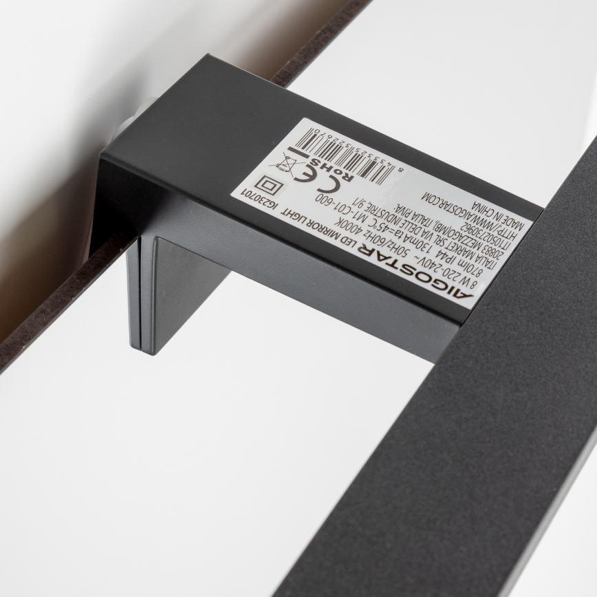 Aigostar - LED-peilivalaisin kylpyhuoneeseen LED/8W/230V 4000K 40 cm IP44 musta