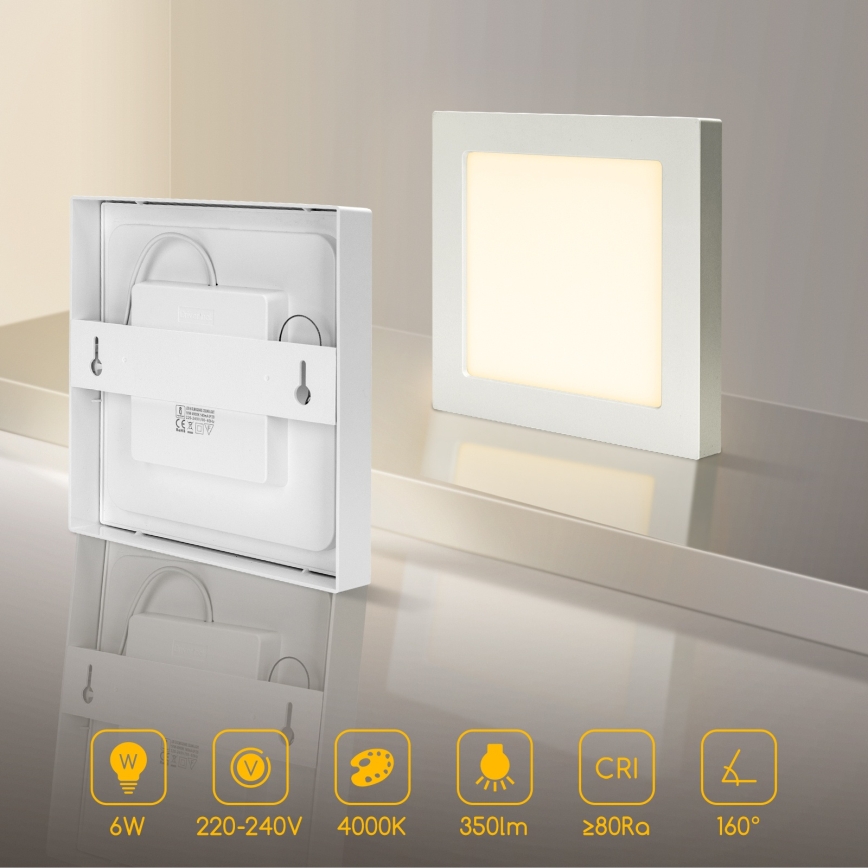 Aigostar - LED pintakiinnitteinen kattovalaisin LED/6W/230V 4000K 12,2x12,2 cm valkoinen