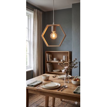 Aigostar - LED-puinen riippuvalaisin kaapelilla 1xE27/9W/230V 2200K mänty