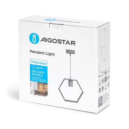 Aigostar - LED-puinen riippuvalaisin kaapelilla 1xE27/9W/230V 2200K mänty