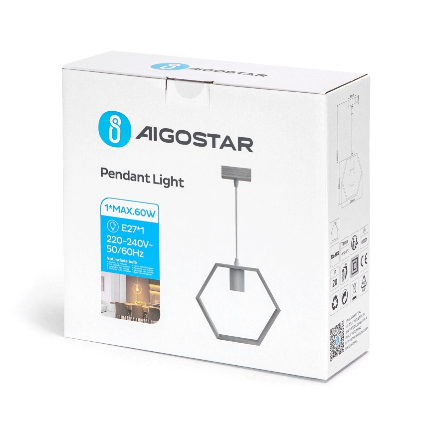 Aigostar - LED-puinen riippuvalaisin kaapelilla 1xE27/9W/230V 2200K mänty