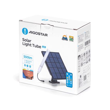 Aigostar - LED himmennettävä putki aurinkopaneelilla LED/3,2V 3000K/4000K/6500K IP65 5000 mAh + kaukosäädin