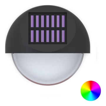 Aigostar - LED RGB aurinkokäyttöinen seinävalaisin LED/1W/1,2V musta IP44 200 mAh