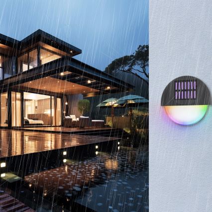 Aigostar - LED RGB aurinkokäyttöinen seinävalaisin LED/1W/1,2V musta IP44 200 mAh