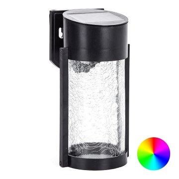 Aigostar - LED RGB aurinkokäyttöinen seinävalaisin LED/2W/1,2V 300 mAh musta IP44