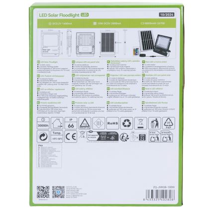 Aigostar - LED RGB himmennettävä aurinkokohdevalo LED/100W/3,2V IP66 + kaukosäädin