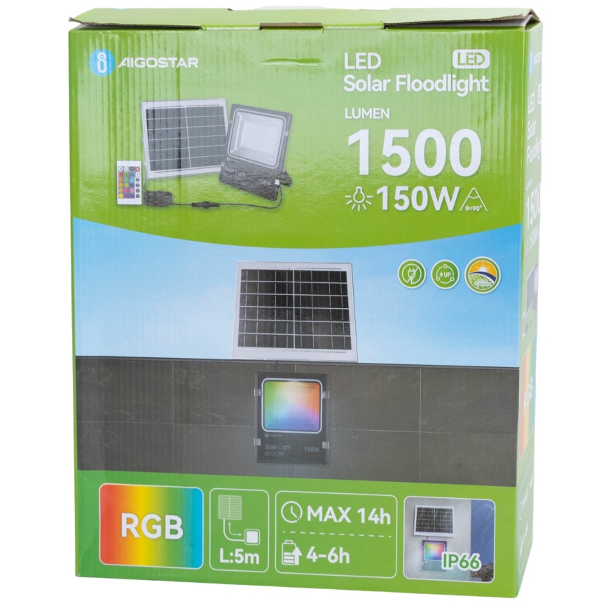 Aigostar - LED RGB himmennettävä aurinkokohdevalo LED/150W/3,2V IP66 12000 mAh + kaukosäädin