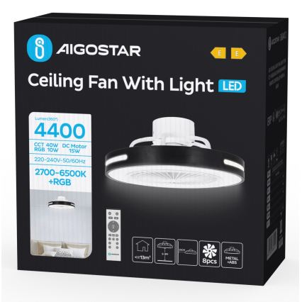 Aigostar - LED RGB himmennettävä kattotuuletin LED/40W/230V 2700-6500K + kaukosäädin