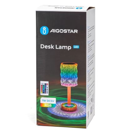 Aigostar - LED RGB himmennettävä ladattava pöytävalaisin LED/1W/5V 1800mAh 26 cm + kaukosäädin