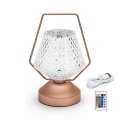 Aigostar - LED RGB himmennettävä ladattava pöytävalaisin LED/1W/5V 1800mAh 20 cm + kaukosäädin