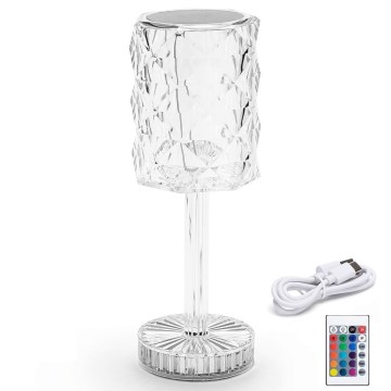 Aigostar - LED RGB himmennettävä ladattava pöytävalaisin LED/1W/5V 1800mAh 26 cm + kaukosäädin