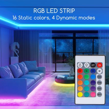 Aigostar - LED RGB Himmennettävä nauha 3m LED/24W/12/230V IP65 + kaukosäädin