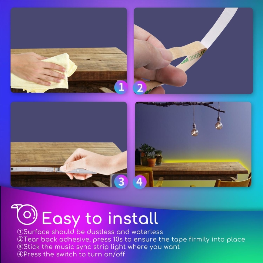 Aigostar - LED RGB Himmennettävä ulkovalonauha 3m LED/24W/12/230V IP65 + kaukosäädin