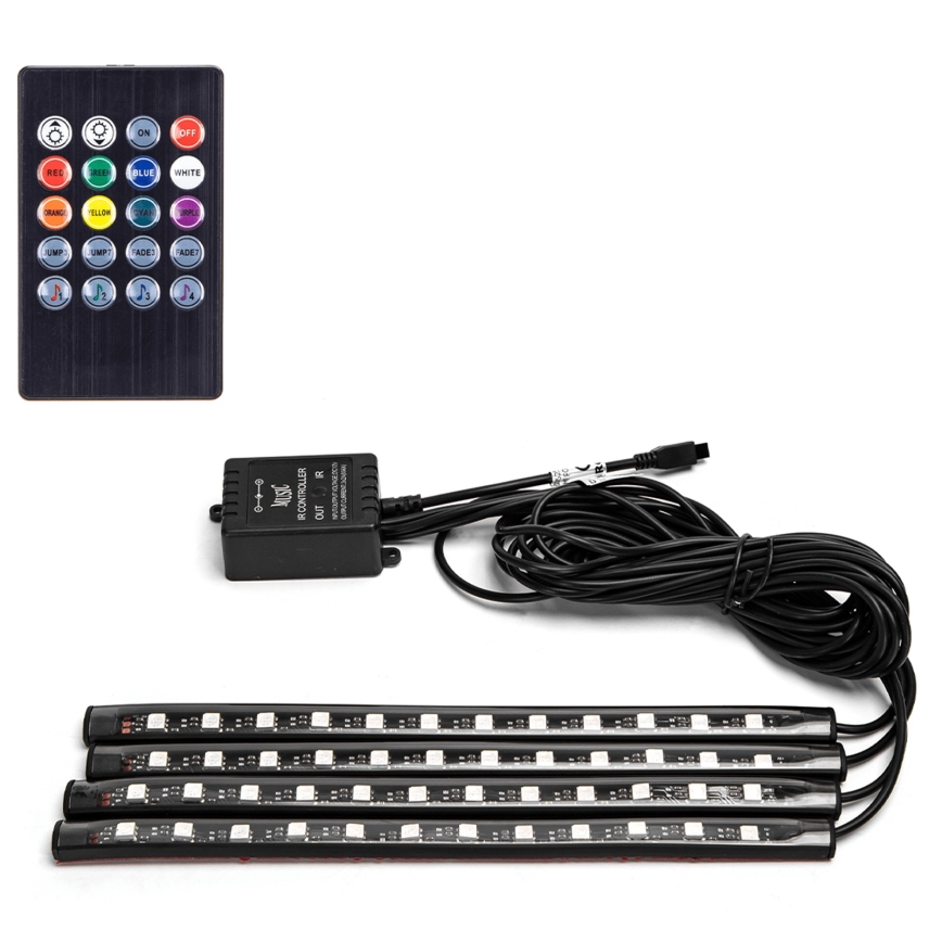 Aigostar - LED RGB himmennettävät valonauhat autoon LED/4,5W/5V + kaukosäädin