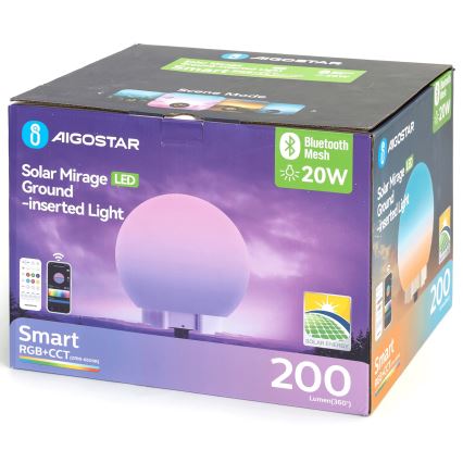 Aigostar - LED RGBW himmennettävä ulkokäyttölamppu MESH-LED/20W/3,7V 4000mAh 2700-6500K IP65 halkaisija 15 cm + kaukosäädin