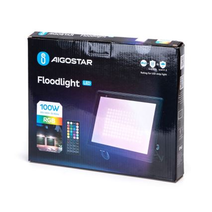 Aigostar - LED-RGB-valonheitin LED/100W/230V IP65 + kauko-ohjaus