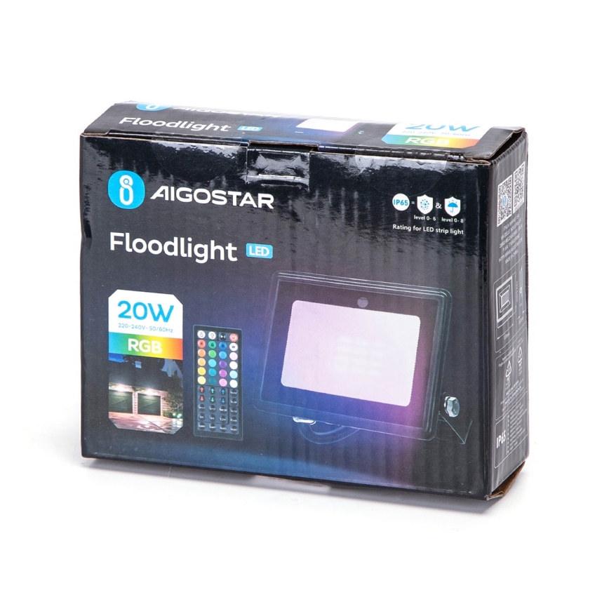 Aigostar - LED-RGB-valonheitin LED/20W/230V IP65 + kauko-ohjaus