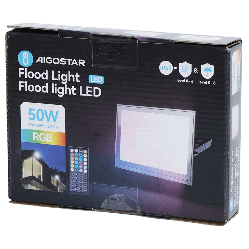 Aigostar - LED RGB-valonheitin LED/50W/230V IP65 + kaukosäädin