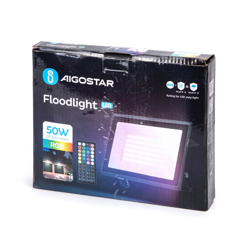 Aigostar - LED-RGB-valonheitin LED/50W/230V IP65 + kauko-ohjaus