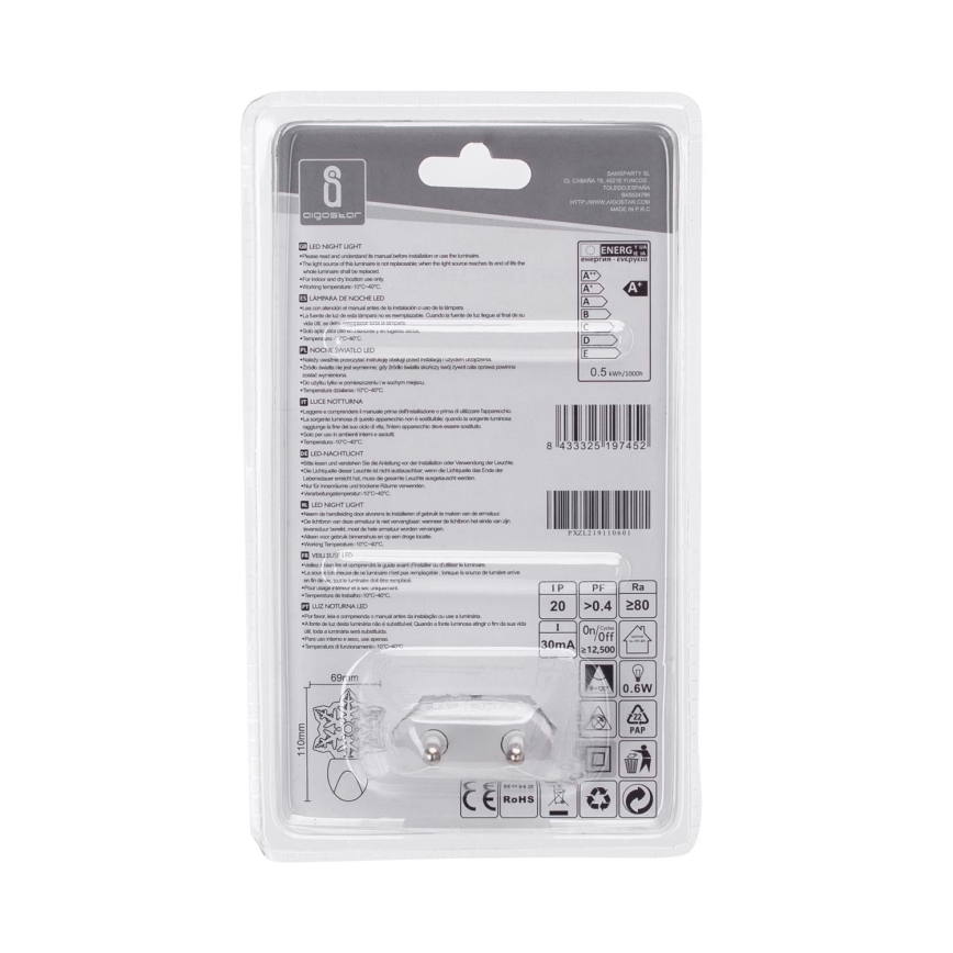 Aigostar - LED RGB yövalo himmennysanturilla LED/0,5W/230V lumihiutale