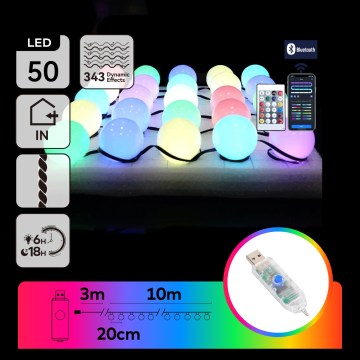 Aigostar - LED RGBIC Koristevalosarja 25xLED/5W/USB 10 m monivärinen