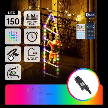 Aigostar - LED RGBICW älykäs ulkokäyttöön tarkoitettu joulukoriste MESH, 150 LEDiä/230 V, 3 m, IP44 + kaukosäädin