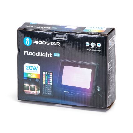 Aigostar - himennettävä RGBW-LED-valonheitin LED/20W/230V IP65 + kaukosäädin