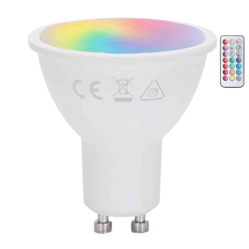 Aigostar - LED RGBW himmennettävä GU10-polttimo 4,8 W/230 V 3000 K + kaukosäädin