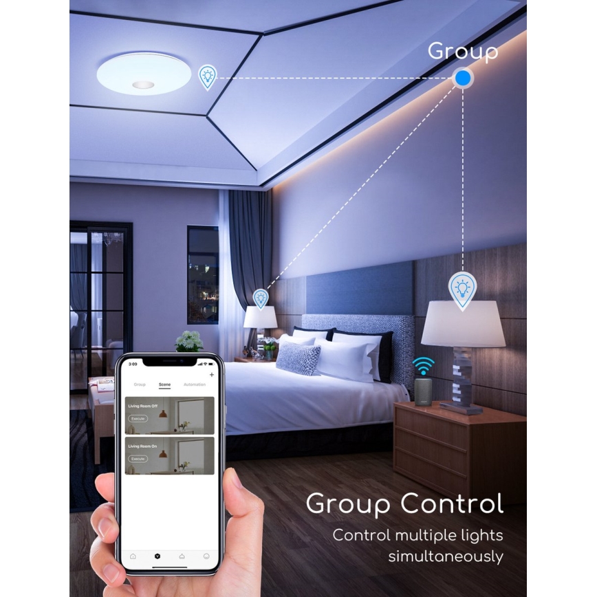 Aigostar - LED RGBW himmennettävä kattovalaisin 18W/230V Ø 34 cm Wi-Fi