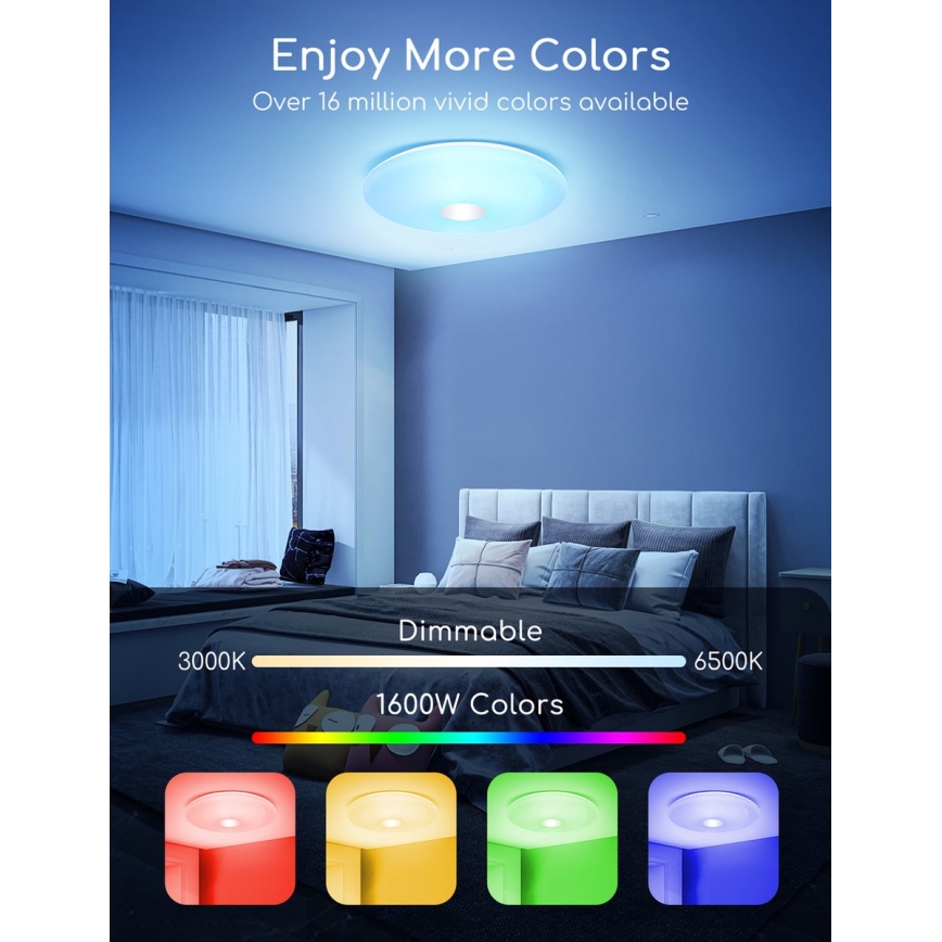 Aigostar - LED RGBW himmennettävä kattovalaisin 18W/230V Ø 34 cm Wi-Fi