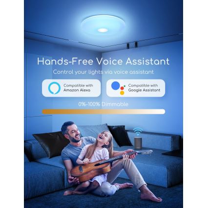 Aigostar - LED RGBW himmennettävä kattovalaisin 18W/230V Ø 34 cm Wi-Fi
