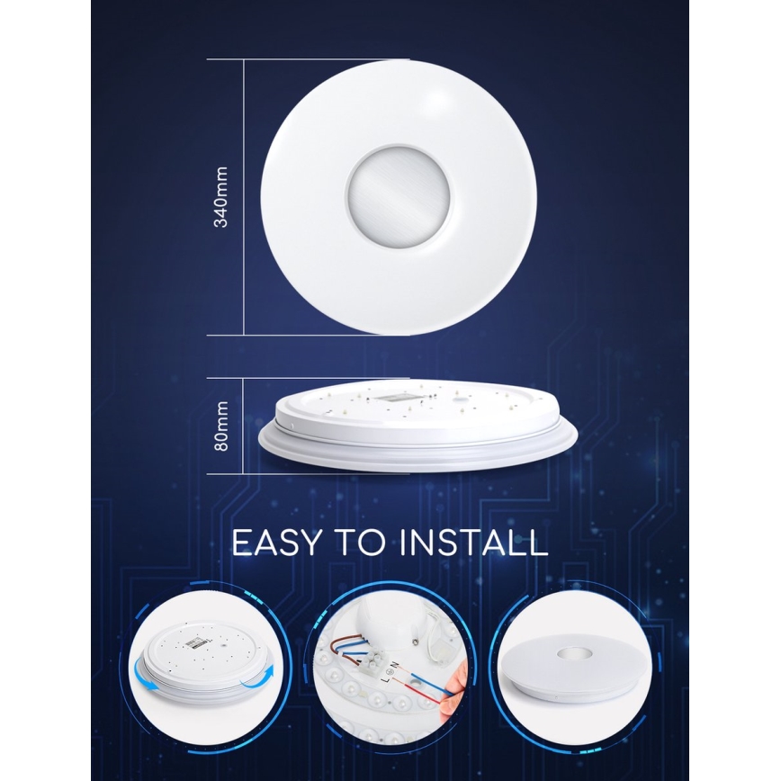 Aigostar - LED RGBW himmennettävä kattovalaisin 18W/230V Ø 34 cm Wi-Fi