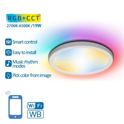 Aigostar - LED RGBW himmennettävä kattovalaisin LED/19W/230V 2700-6500K Wi-Fi