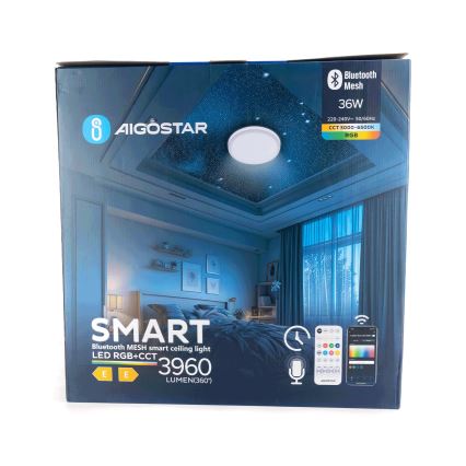 Aigostar - LED RGBW himmennettävä kattovalaisin MESH LED/36W/230V 3000-6500K + kaukosäädin