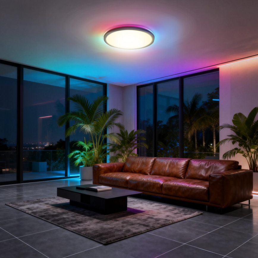 Aigostar - LED RGBW himmennettävä kattovalaisin MESH LED/36W/230V 3000-6500K musta + kaukosäädin