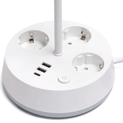 Aigostar - LED RGBW himmennettävä pöytälamppu pistorasioilla ja USB-portilla LED/4,6W/230V 3000/4000/6500K valkoinen
