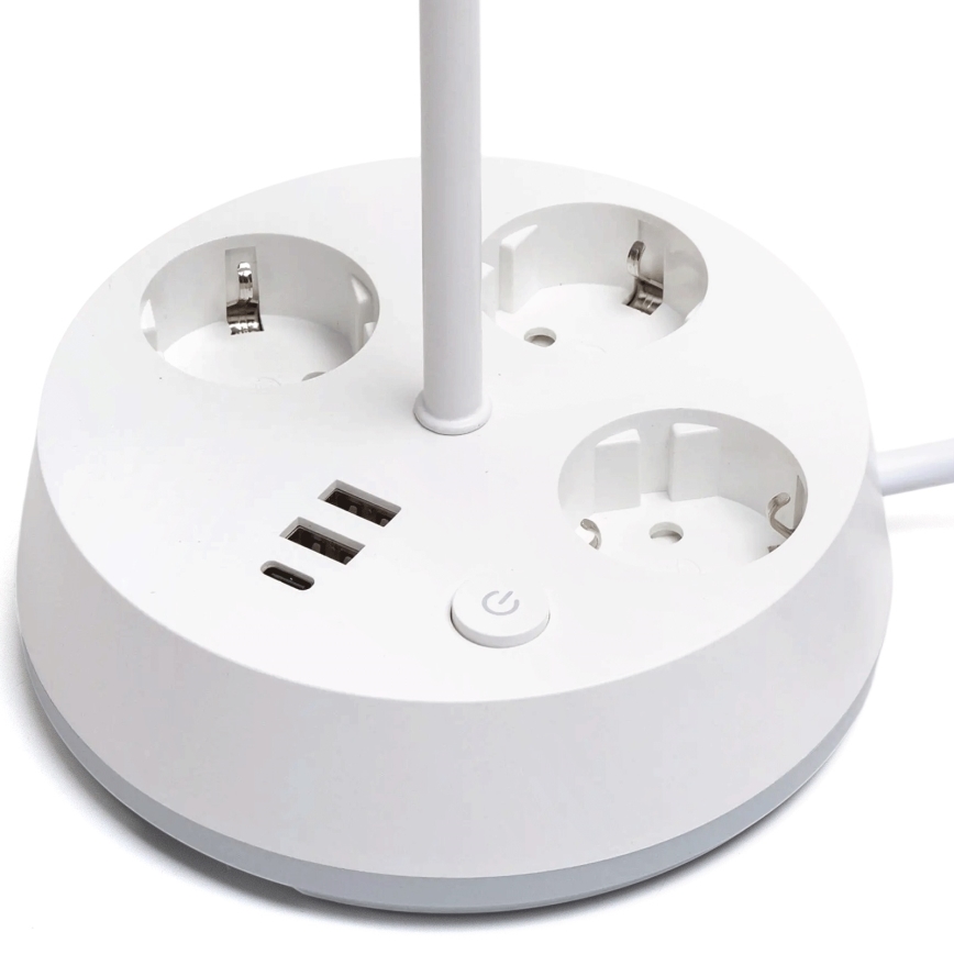 Aigostar - LED RGBW himmennettävä pöytälamppu pistorasioilla ja USB-portilla LED/4,6W/230V 3000/4000/6500K valkoinen