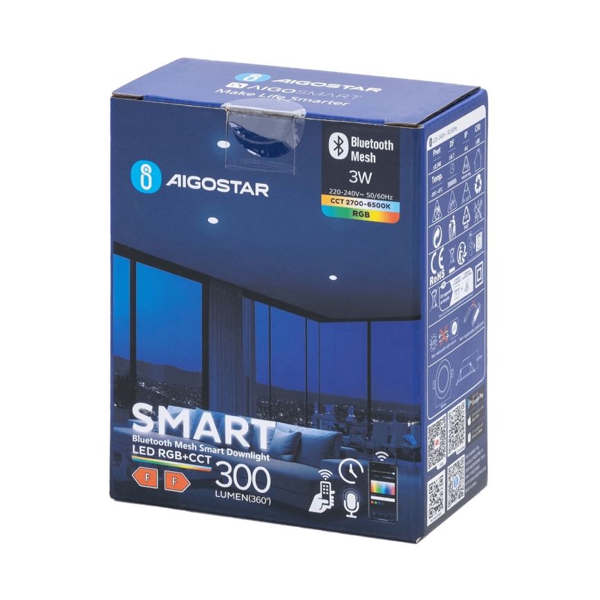 Aigostar - LED RGBW Himennettävä kylpyhuoneen upotettava alasvalo MESH Smart LED/3W/230V 2700-6500K IP44