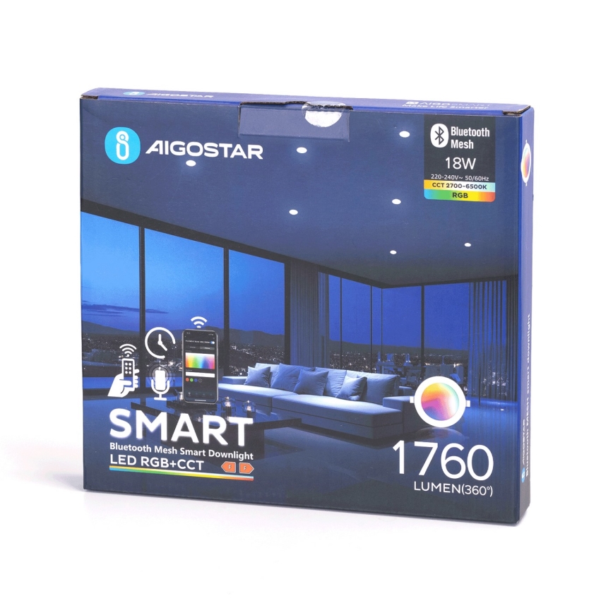 Aigostar - LED RGBW Himmennettävä kylpyhuoneen kattovalaisin MESH Älykäs LED/18W/230V 2700-6500K IP44