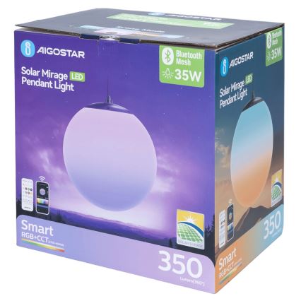 Aigostar - LED RGBW himmennettävä aurinkolyhty MESH LED/5W/3,7V 8000 mAh 2700K-6500K IP65 halkaisija 30 cm