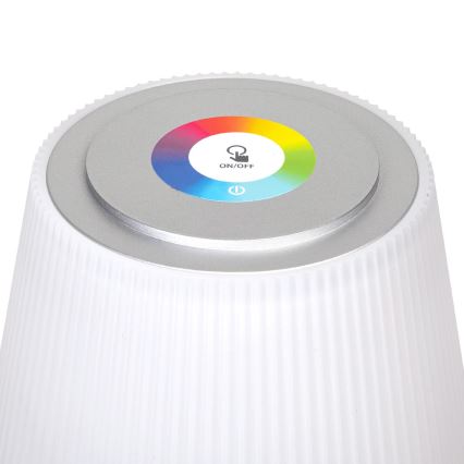 Aigostar - LED RGBW ulkokäyttöön himmennettävä ladattava pöytävalaisin LED/4W/5V 3600mAh valkoinen/matattu kromi IP54