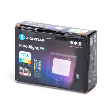 Aigostar - LED RGBW himmennettävä valonheitin LED/10W/230V IP65 + kaukosäädin