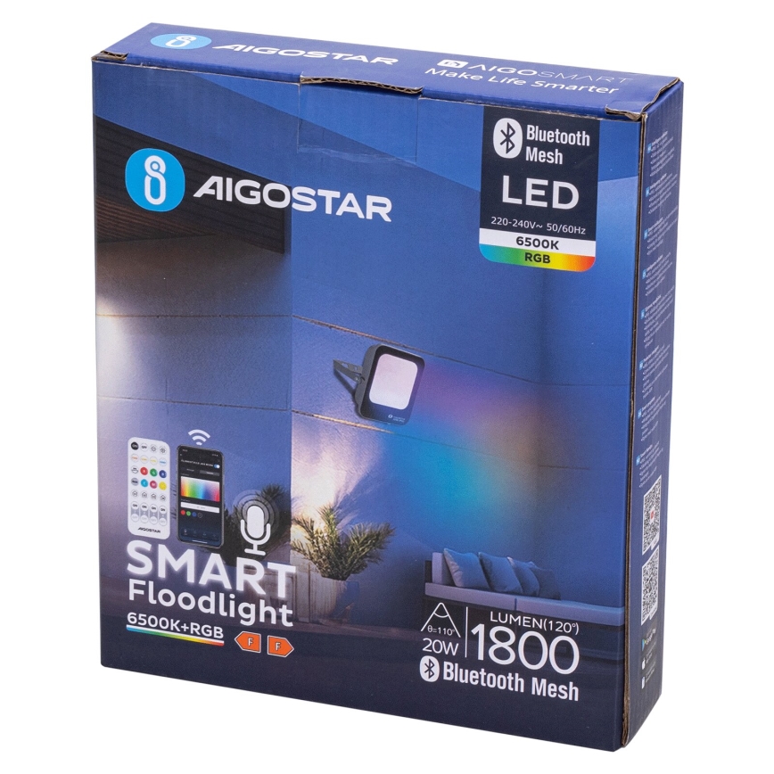 Aigostar - LED RGBW Himmennettävä kohdevalo MESH Älykäs LED/20W/230V 6500K IP65 + kauko-ohjaus