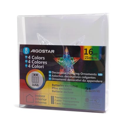 Aigostar - LED RGBY joulutähti 16xLED/3xAA