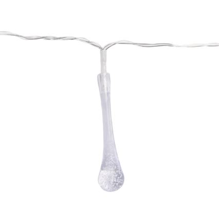 Aigostar - LED-ulkokäyttöinen joulukoristevalosarja, 25 LED, 8 toimintoa, 3×AA, 2,5 m, IP44, moniväriset pisarat