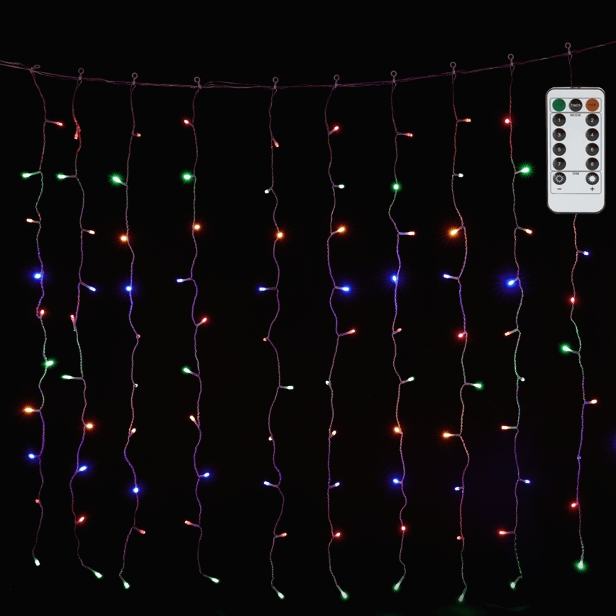 Aigostar - LED RGBY ulkovaloketju 300 LEDiä/8 toimintoa 3x1m IP44 + kaukosäädin