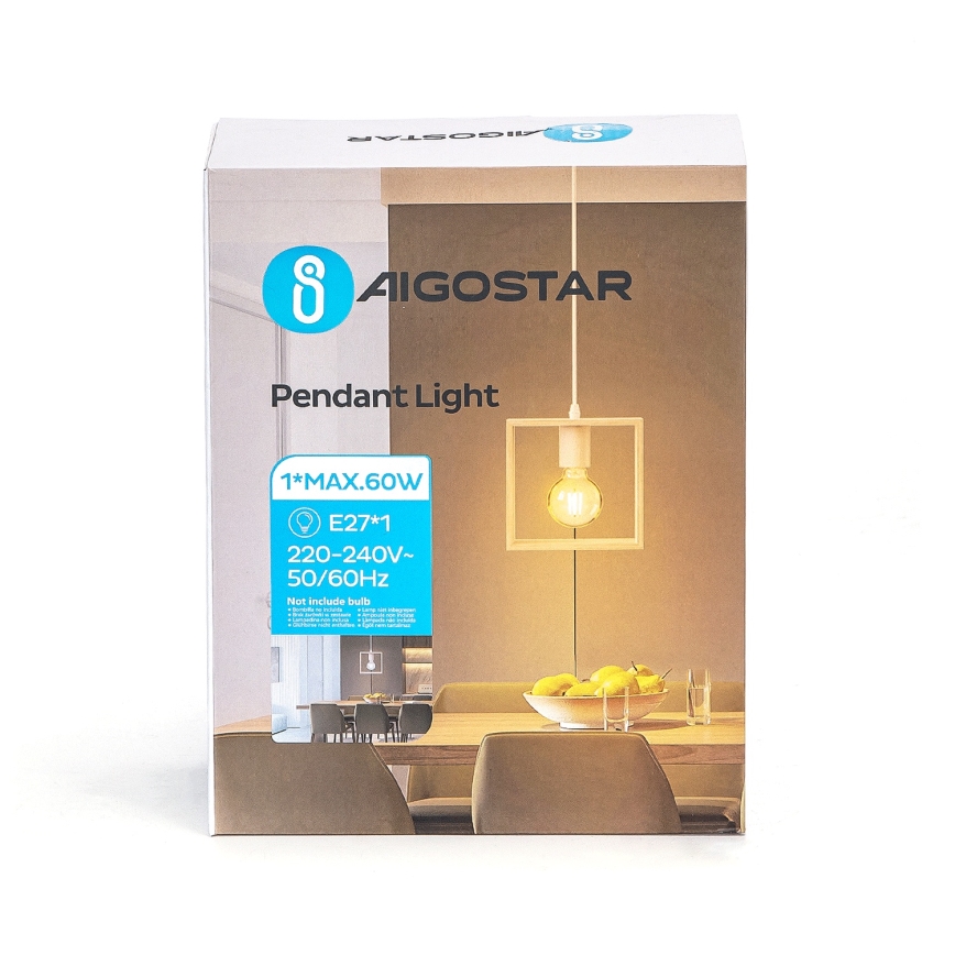 Aigostar - LED-riippuvalaisin johdolla, 1xE27/9W/230V, 2200K, mänty